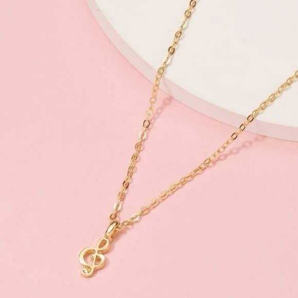 Music Note Charm Necklace Golden - Picture 3 of 6